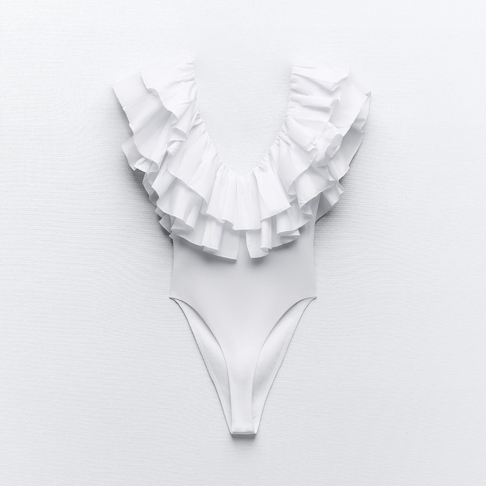 RUFFLED RIB BODYSUIT ZARA